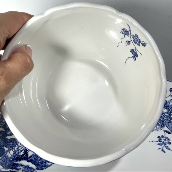 Blue Toile large floral platter & bowl set French Country cottage decor - Picture 3 of 10